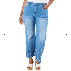 Stella Parker Floral Eyelet Jeans